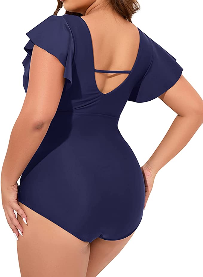 
                      
                        Yonique Plus Size Tummy Control Ruffle One Piece Navy Blue
                      
                    