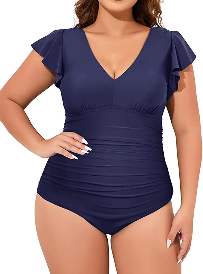 
                      
                        Yonique Plus Size Tummy Control Ruffle One Piece Navy Blue
                      
                    