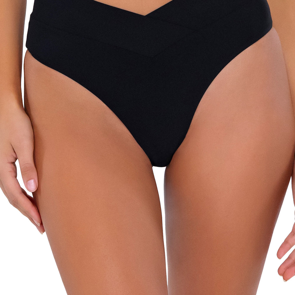 Swim Systems Black Delfina V Front Bikini Bottom