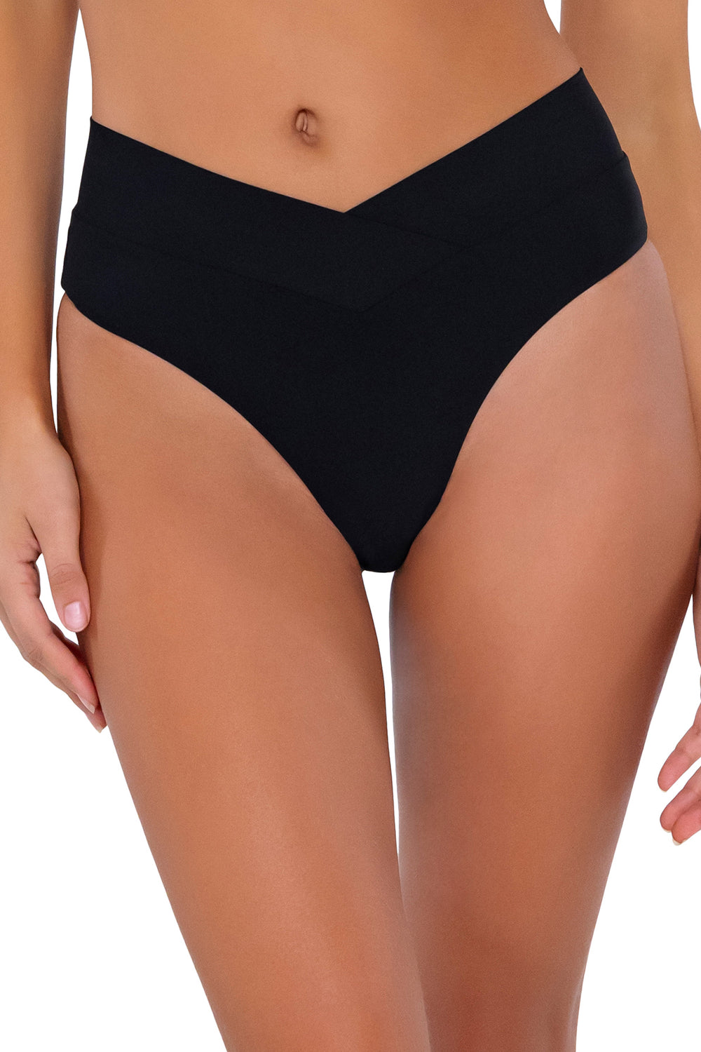 Swim Systems Black Delfina V Front Bikini Bottom