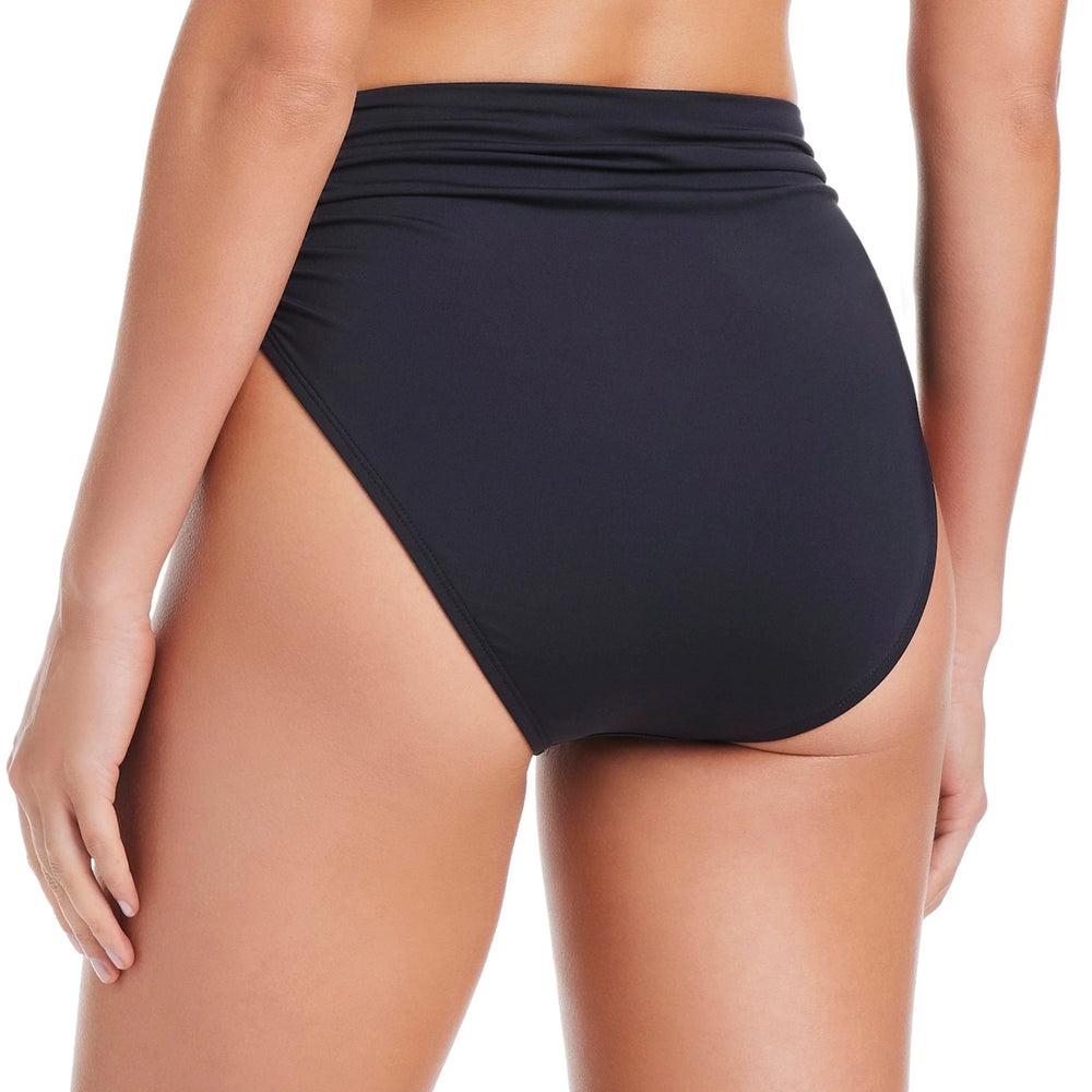 Bleu Rod Beattie Kore Shirred High Waist Bikini Bottom Black
