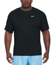 Nike Swim Men's Plus Size Solid Short-Sleeve Hydroguard Extended Black