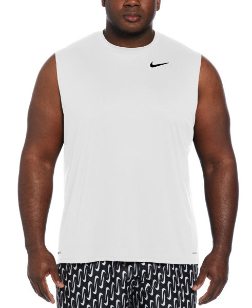 Nike Swim Men's Plus Size Solid Sleeveless Hydroguard Swim Shirt White