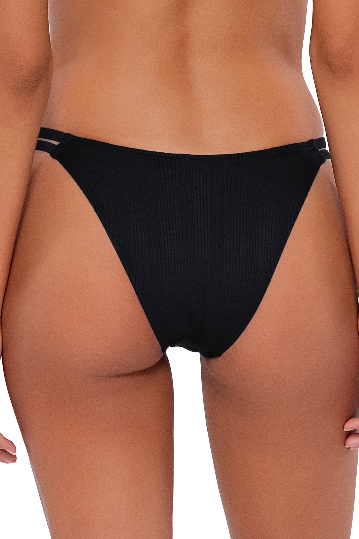 B Swim Black Baja Rib Bella Hipster Bikini Bottom