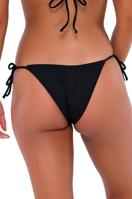 B Swim Black Baja Rib Jaelyn Tie Side Bikini Bottom
