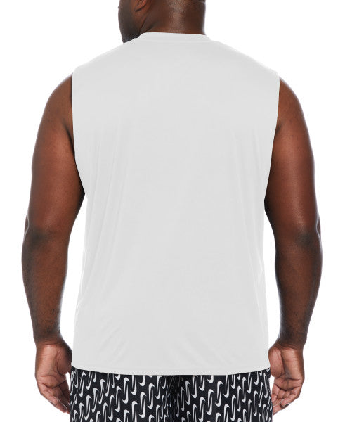 Nike Swim Men's Plus Size Solid Sleeveless Hydroguard Swim Shirt White