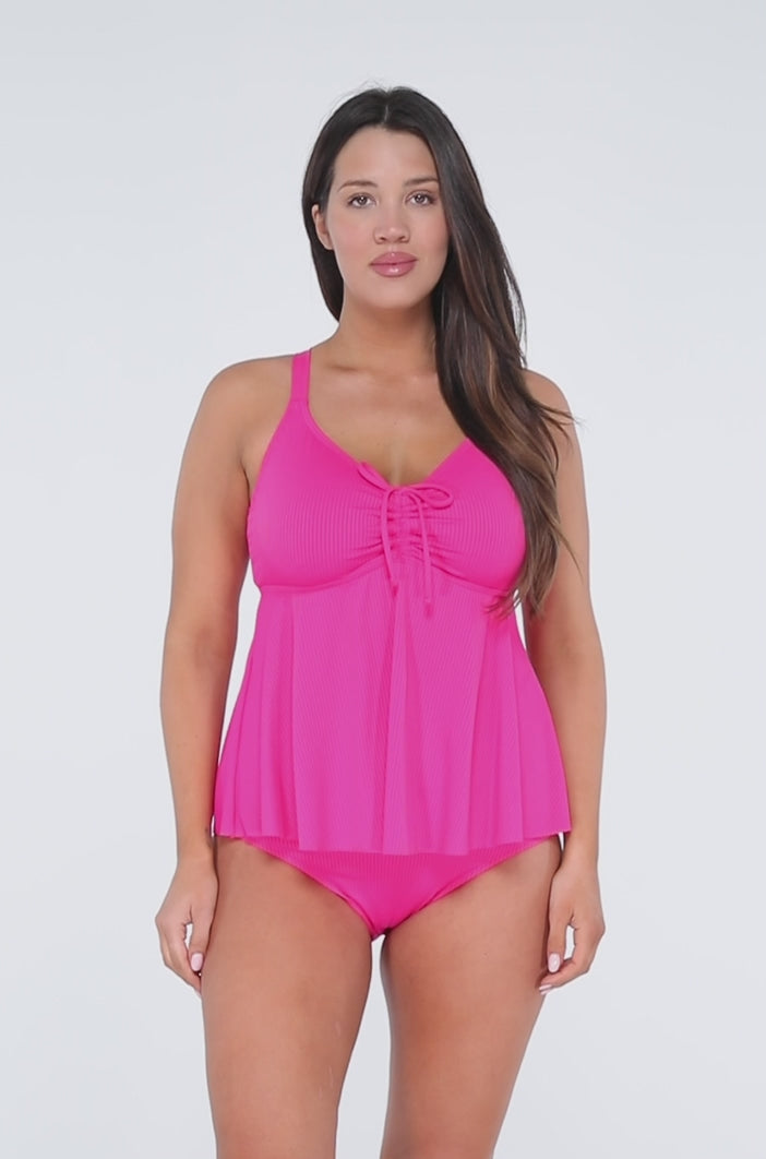 Sunsets Escape Begonia Sandbar Rib Marin Tankini Top