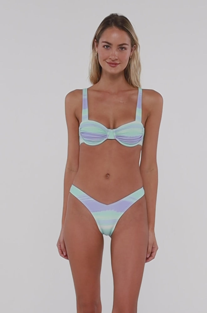 
                      
                        Load and play video in Gallery viewer, B Swim Water&amp;#39;s Edge Cassidy Demi Bra Bikini Top
                      
                    