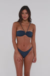 B Swim Navy Baja Rib Anisa V-Wire Bikini Top