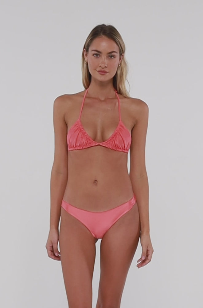 
                      
                        Load and play video in Gallery viewer, B Swim Coral Shine Ginny Halter Bikini Top
                      
                    