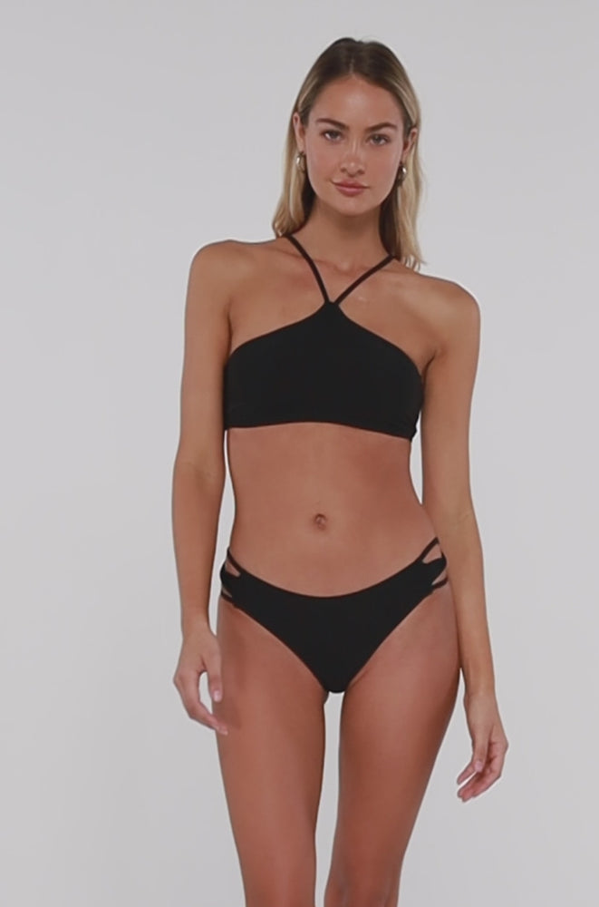 
                      
                        Load and play video in Gallery viewer, Swim Systems Black Roya High Neck Bikini Top
                      
                    