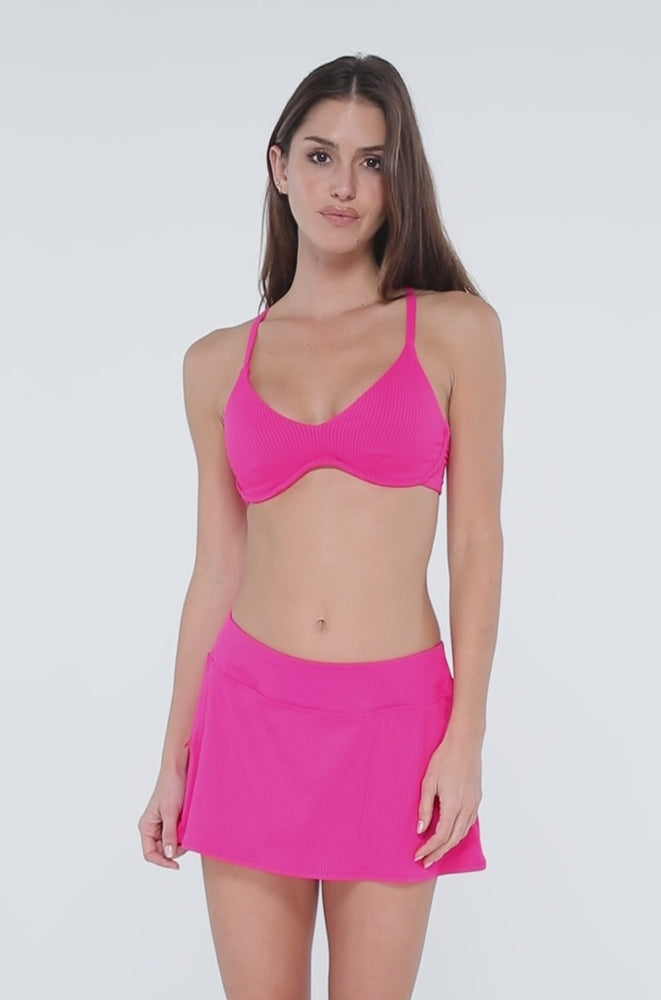 
                      
                        Load and play video in Gallery viewer, Sunsets Begonia Sandbar Rib Sporty Swim Skirt
                      
                    