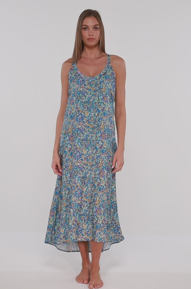 
                      
                        Load and play video in Gallery viewer, Sunsets Pansy Fields Destination Dress Cover Up
                      
                    