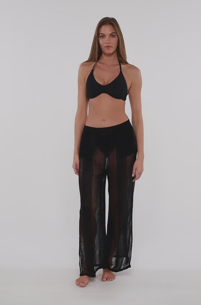 
                      
                        Load and play video in Gallery viewer, Sunsets Black Breezy Beach Pant Cover Up
                      
                    