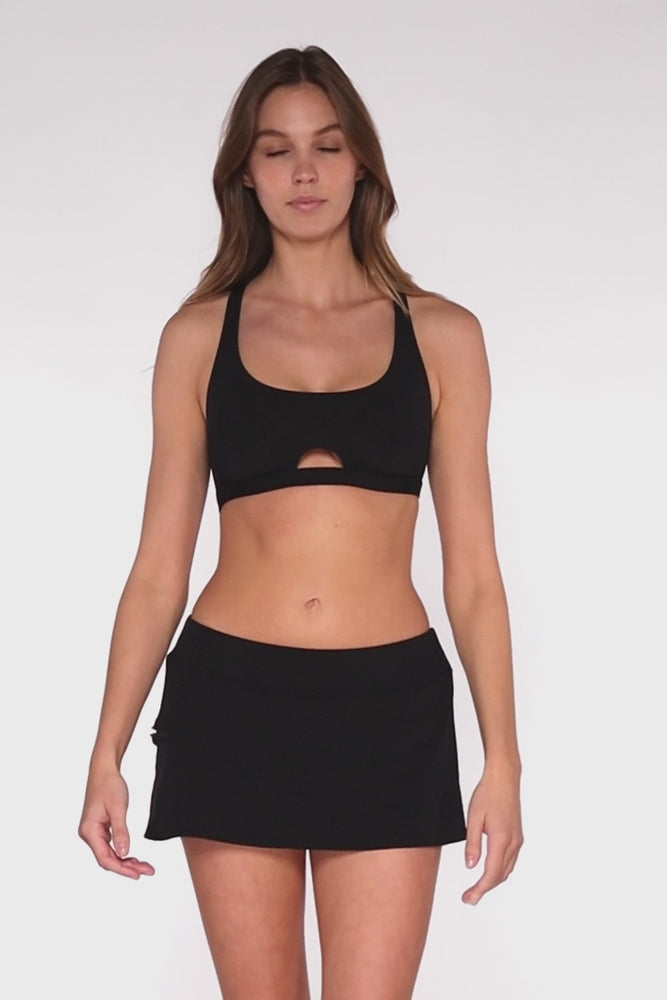 
                      
                        Load and play video in Gallery viewer, Sunsets Black Sporty Swim Skirt
                      
                    