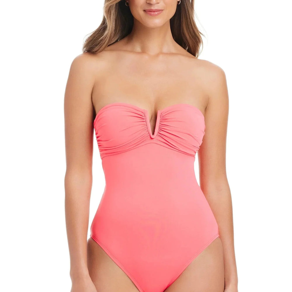 Bleu Rod Beattie La Cote D'Azur Women's V Wire Bandeau One-Piece Bardot Blush