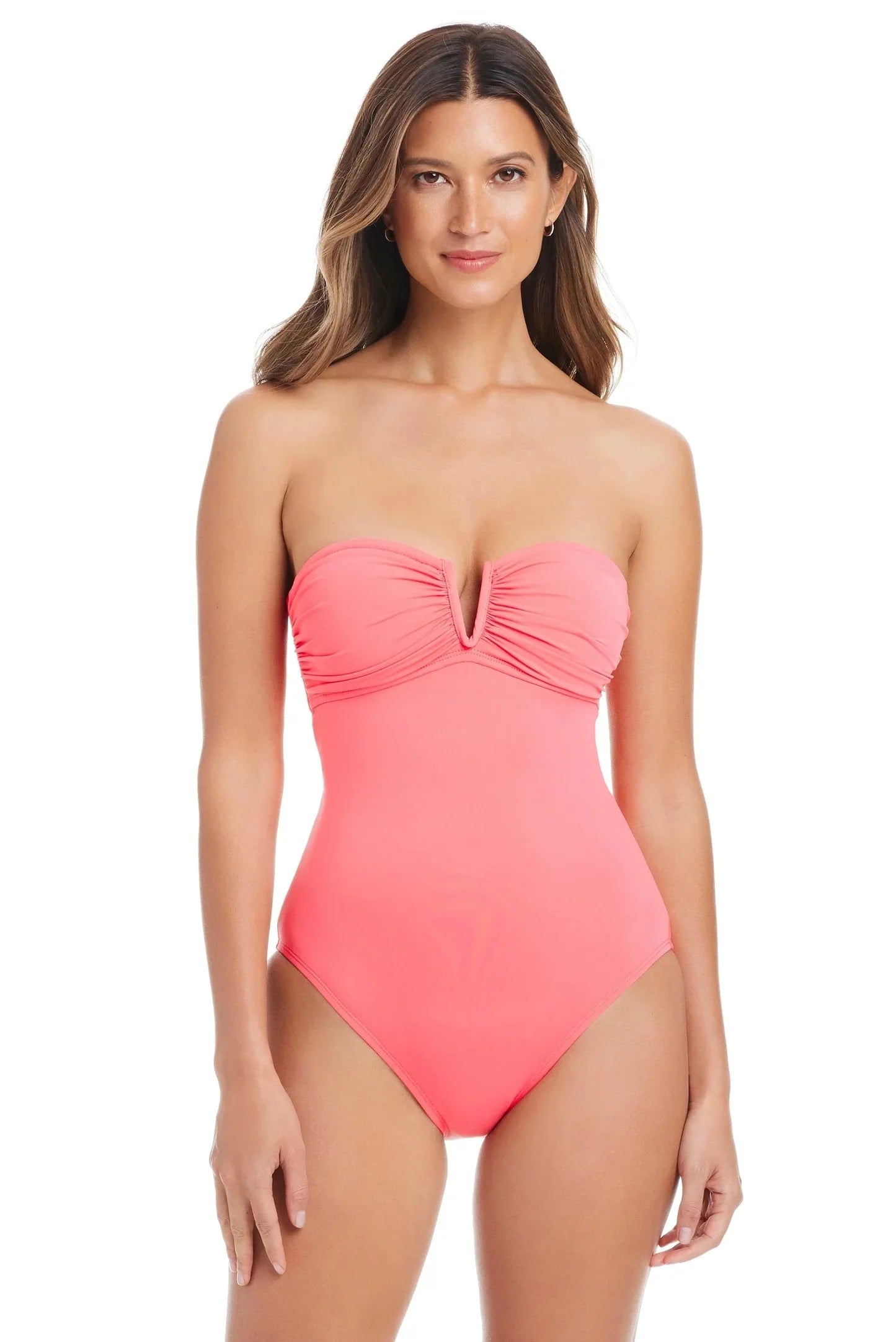 Bleu Rod Beattie La Cote D'Azur Women's V Wire Bandeau One-Piece Bardot Blush