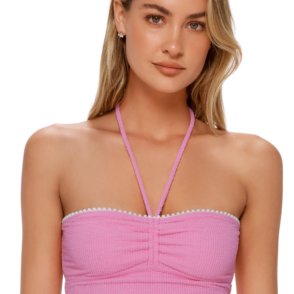 Swim Systems Cotton Candy Scrunch Pom Pom Dolly Crop Top