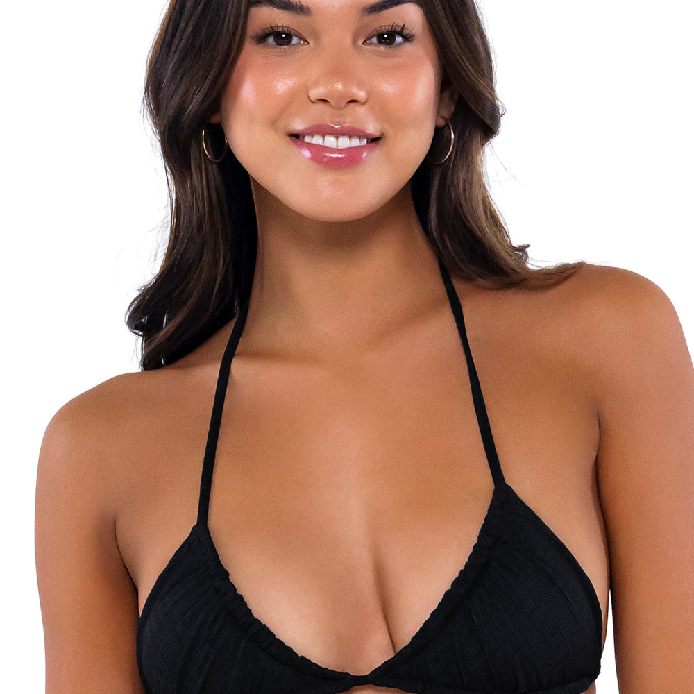 B Swim Black Baja Rib Ginny Halter Bikini Top