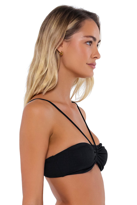 B Swim Black Baja Rib Anisa V-Wire Bikini Top