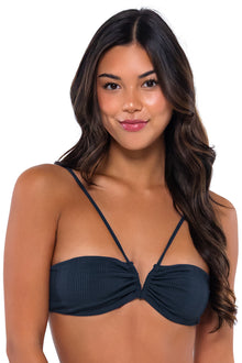  B Swim Navy Baja Rib Anisa V-Wire Bikini Top