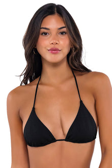  B Swim Black Baja Rib Bermuda Triangle Bikini Top