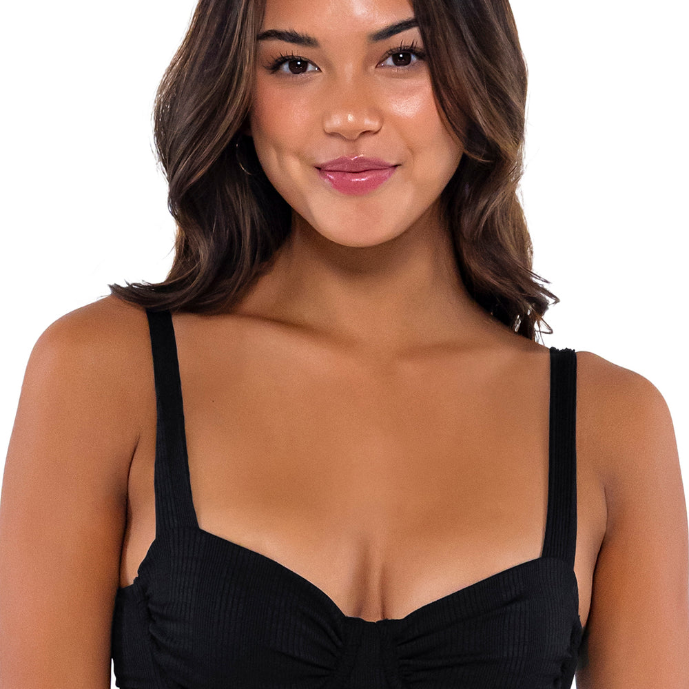 B Swim Black Baja Rib Cassidy Demi Bra Bikini Top