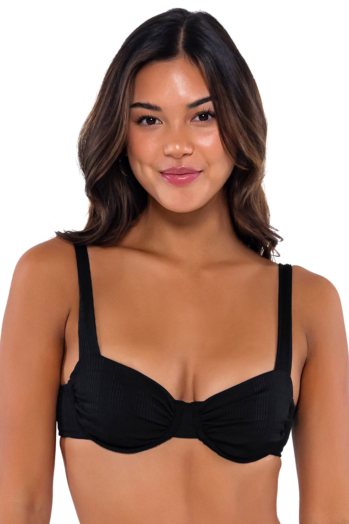 B Swim Black Baja Rib Cassidy Demi Bra Bikini Top