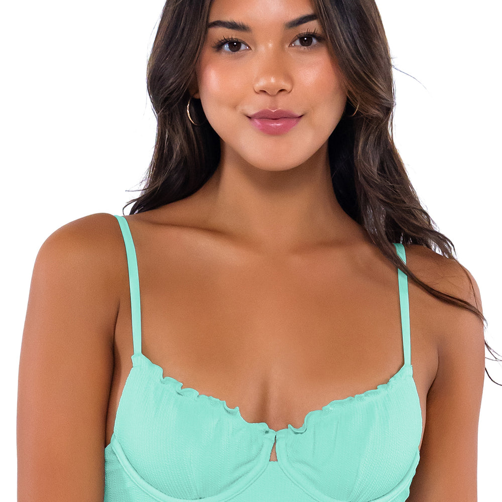 B Swim Breeze Twist Rib Lyra Ruffle Edge Bikini Top