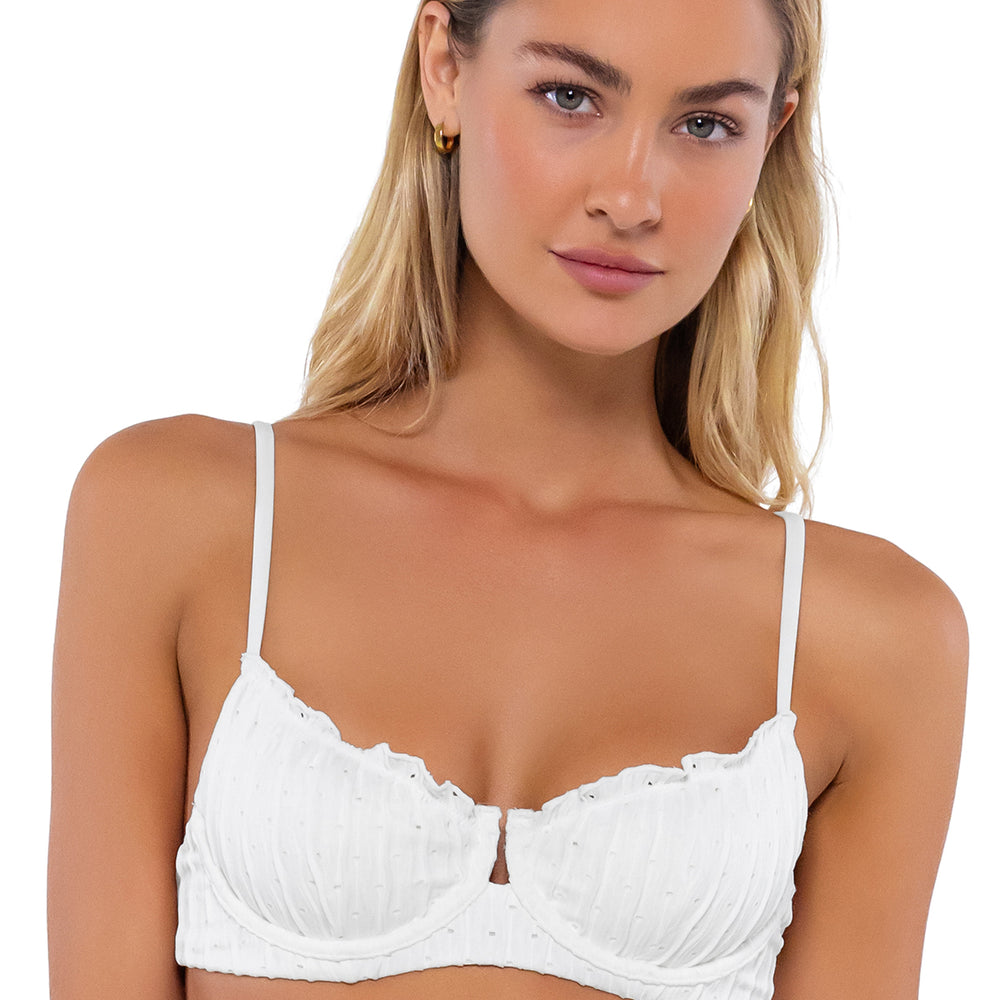 B Swim Sea Salt Eyelet Lyra Ruffle Edge Bikini Top