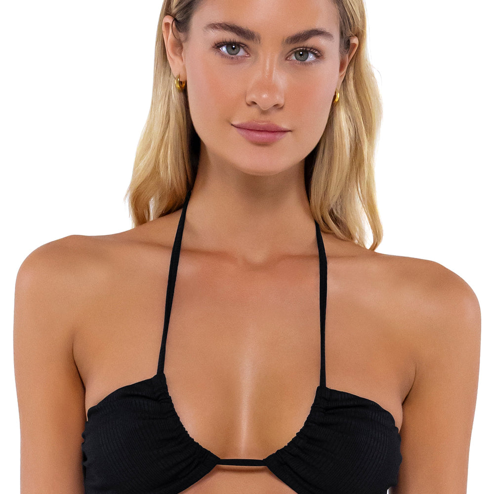 B Swim Black Baja Rib Sasha 3-Ways Bikini Top