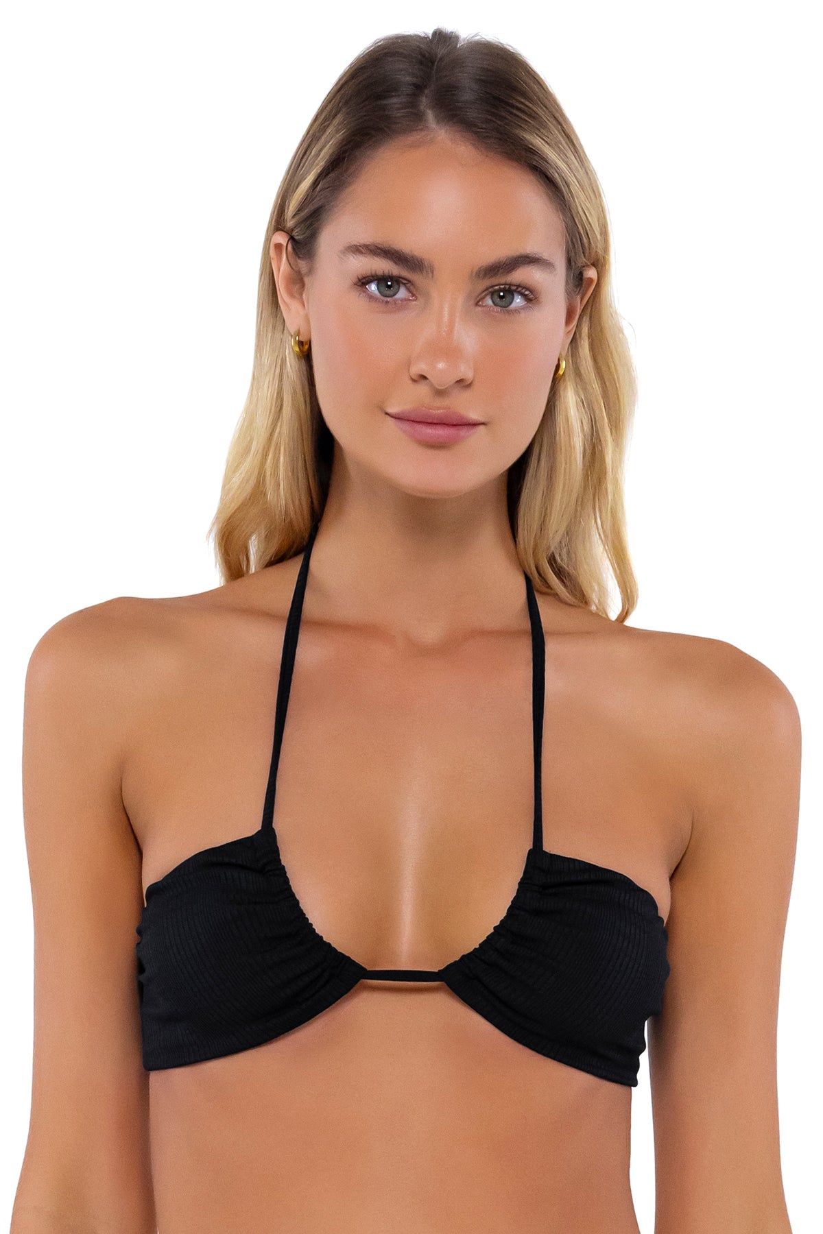 B Swim Black Baja Rib Sasha 3-Ways Bikini Top