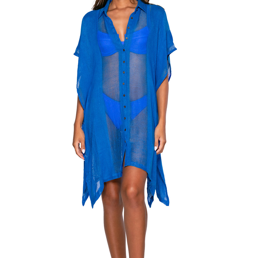 Sunsets Electric Blue Shore Thing Tunic Cover Up