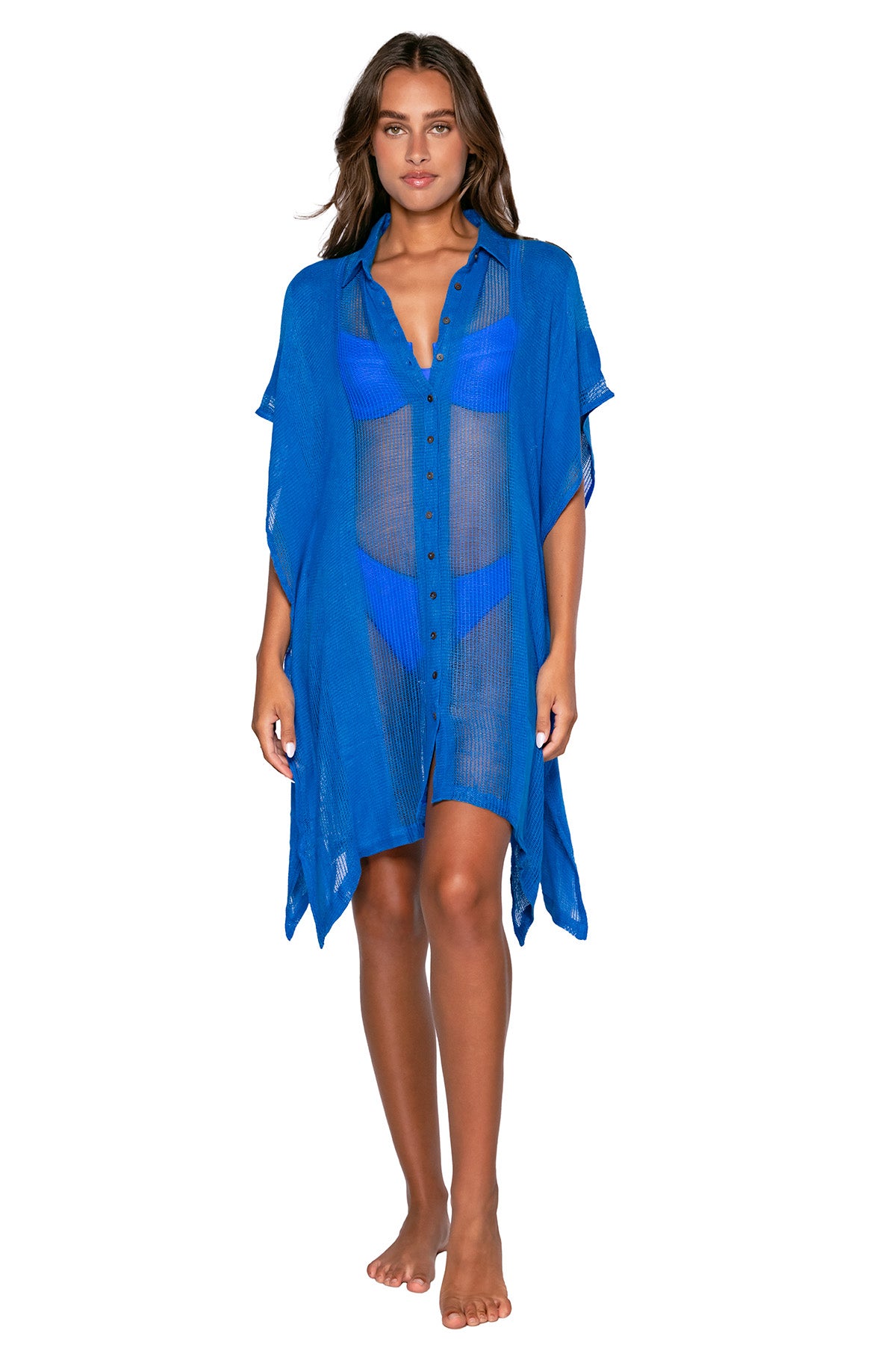 Sunsets Electric Blue Shore Thing Tunic Cover Up