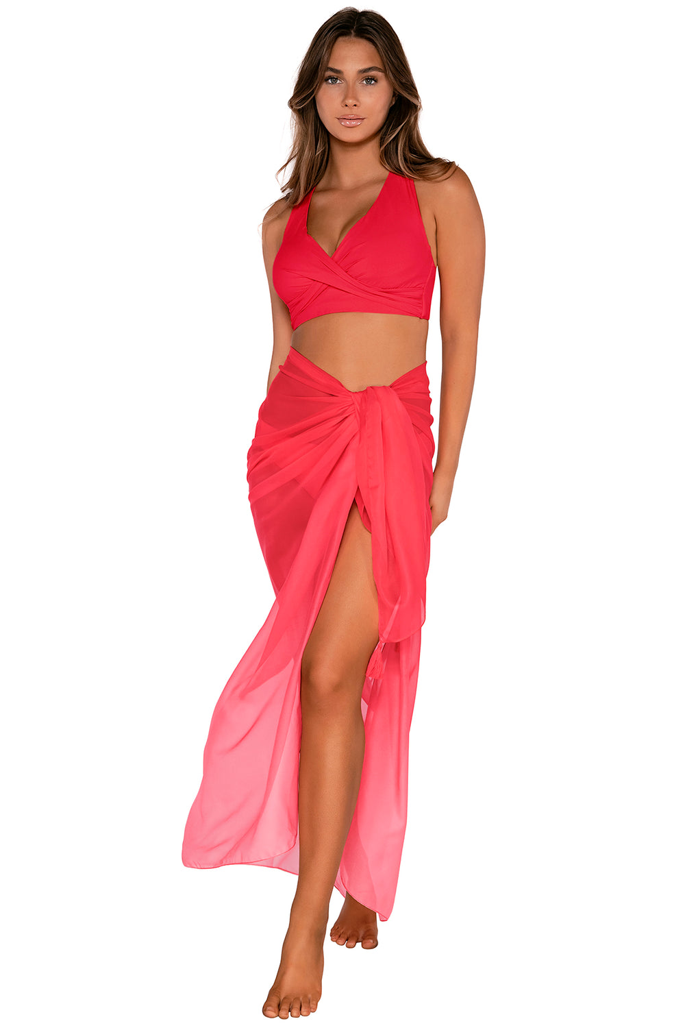 Sunsets Geranium Paradise Pareo Cover Up