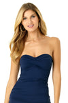 Anne Cole Live In Color Navy Twist Front Bandeaukini Swim Top
