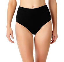  Anne Cole Women's Live In Color Black Convertible Shirred Hi-Waist Bikini Bottom - eSunWear.com