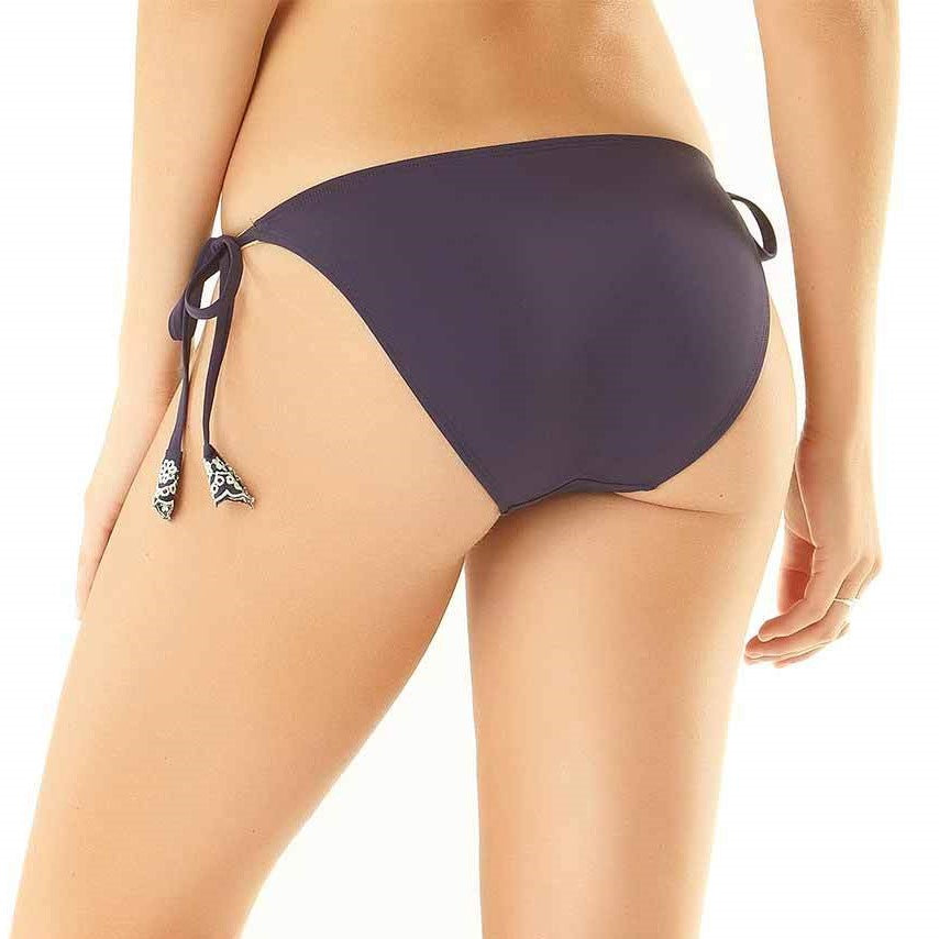 Studio Anne Cole Navy Apple of My Eyelet Tie Side Bikini Bottom - eSunWear.com