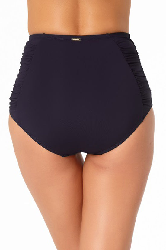 Anne Cole Live In Color Navy High Waist Shirred Bikini Bottom