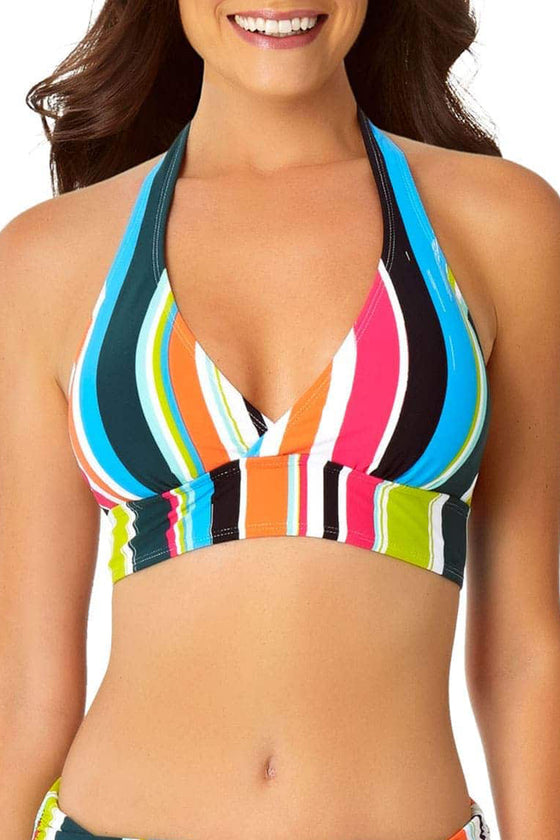 Anne Cole Clear Water Stripe Halter Bikini Top
