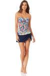 Anne Cole Watercolor Paisley Twist Front Shirred Bandeaukini Top