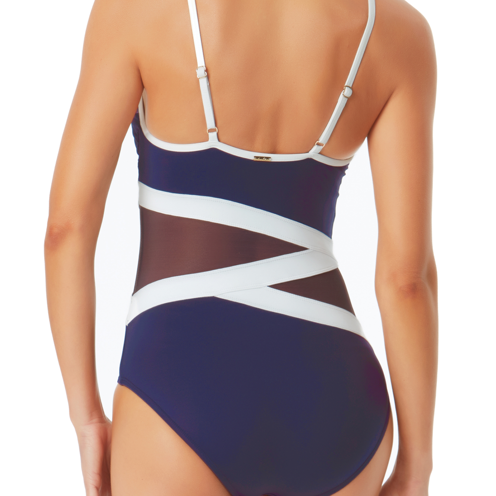 
                      
                        Anne Cole Colorblock Mesh One Piece Swimsuit Navy Blue
                      
                    