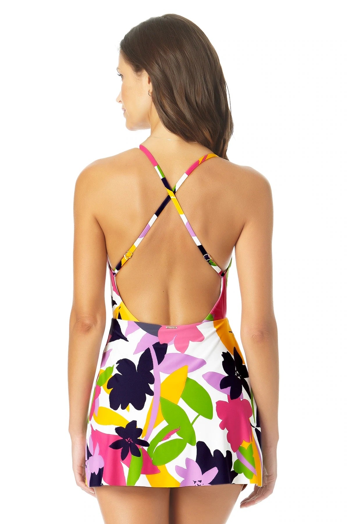 Anne Cole Lush Garden Surplice Maillot Swimdress One Piece