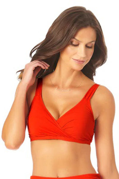 Anne Cole Live In Color Tropical Red Hidden Underwire Bikini Top