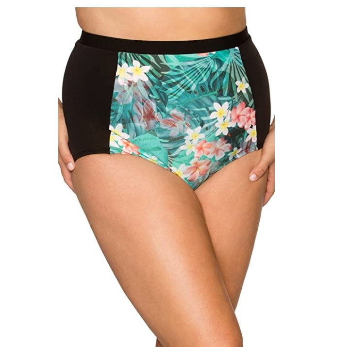 Sunsets Curve Plus Size Tropical Oasis Retro High-Waist Bottom