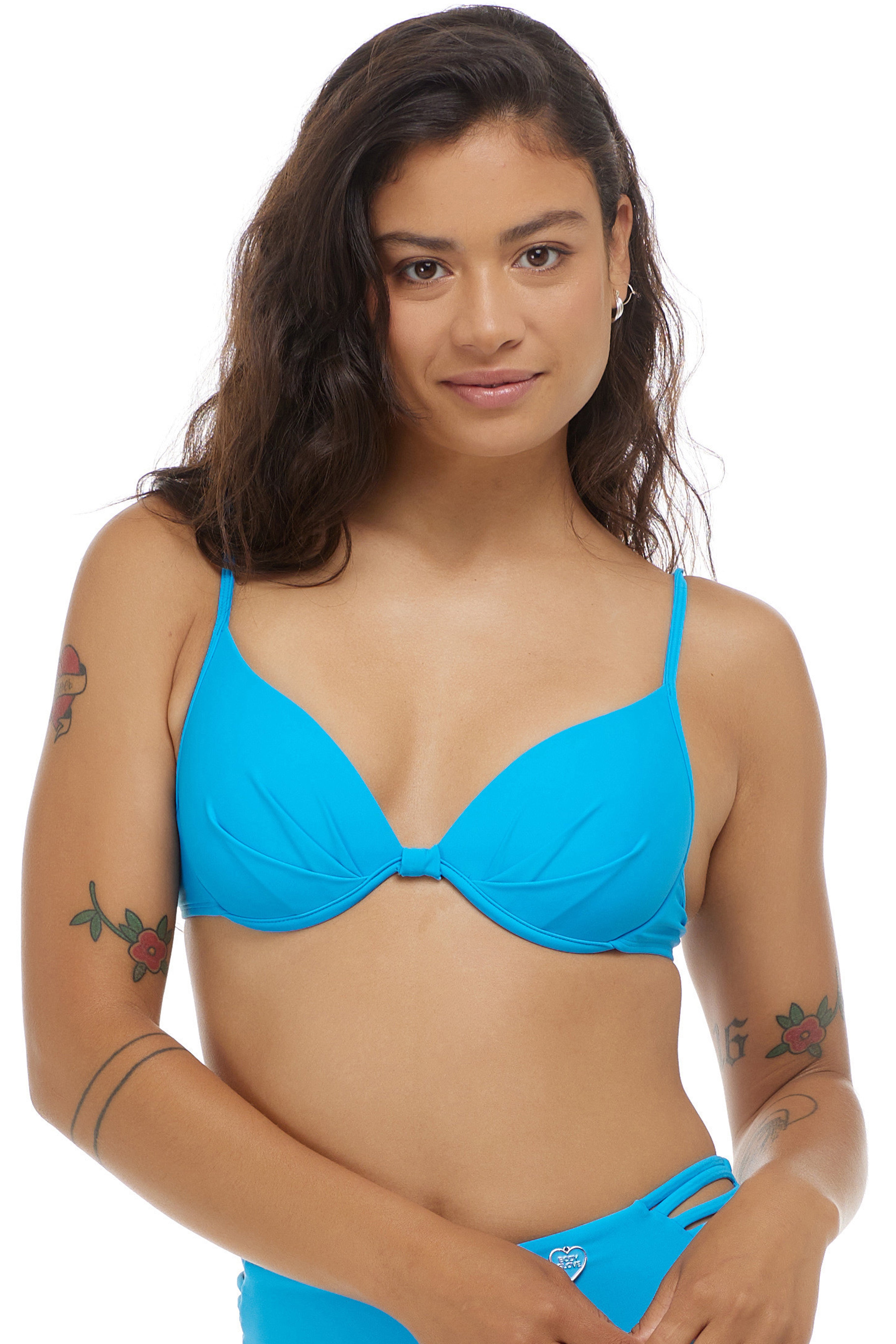 Body Glove Smoothies Coastal Greta Underwire Push Up Bra Top XSmall Coastal