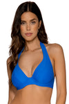 Sunsets Electric Blue Muse Halter Bikini Top Cup Sizes E to H