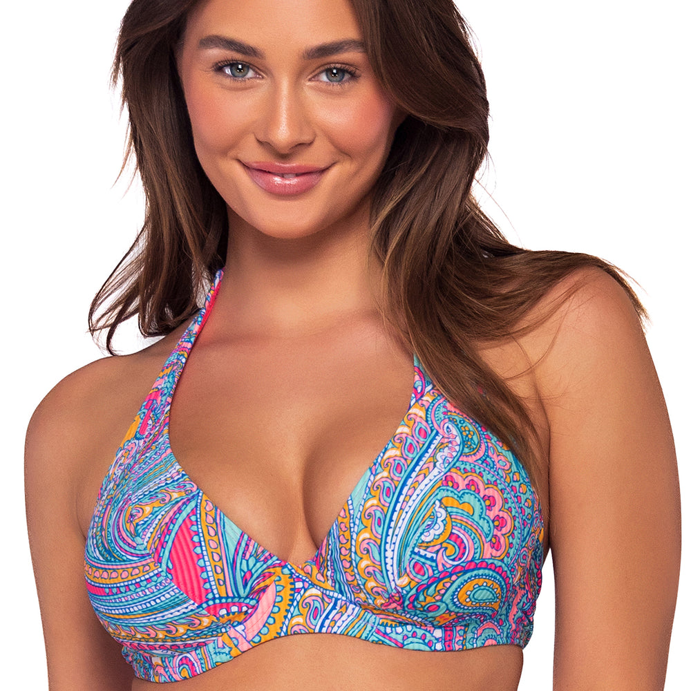 
                      
                        Sunsets Women's Paisley Pop Muse Halter Bikini Top Cup Sizes C to DD
                      
                    