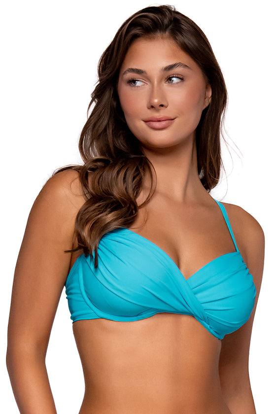 Sunsets Blue Bliss Crossroads Underwire Bikini Top Cup Sizes E to H