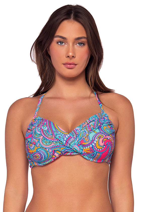 Sunsets Paisley Pop Crossroads Underwire Bikini Top Cup Sizes E to H